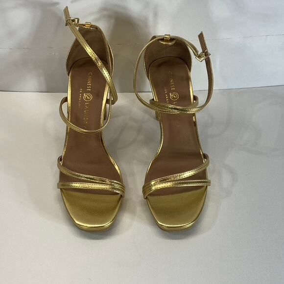 CHINESE LAUNDRY Women's Gold Metallic Taryn Strappy Square-Toe Sandals SZ 9 - Picture 4 of 12